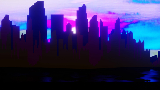 Black City with Purple Sky - Video 4K