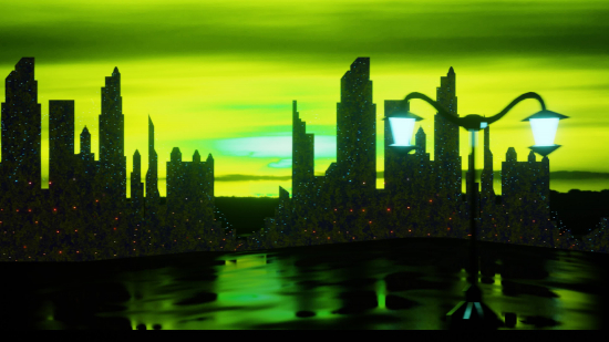 Black City with Green Sky - Video 4K