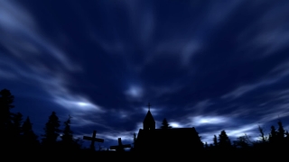 Church and Graveyard Sky Loop - Video HD