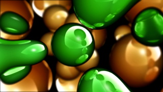 Green and Gold Liquid Marbles Loop - Video HD