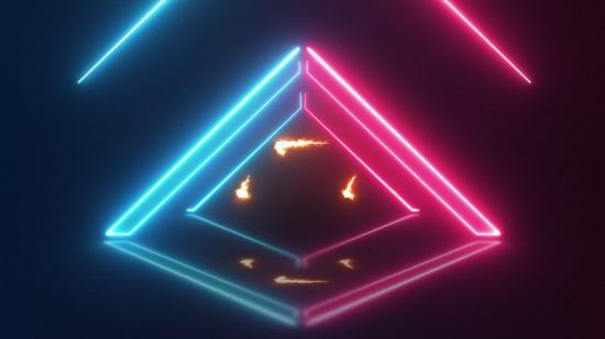 Pink and Blue Neon Triangle Loop - Video 4K