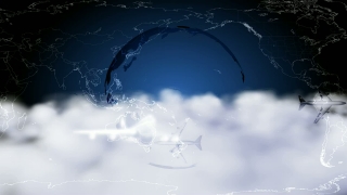 Planes, Globe, Map and Clouds Loop - Video HD