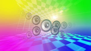 Speakers Twirling  over Rainbow Background Loop - Video HD