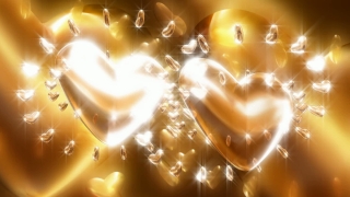 Two Glowing Golden Hearts Loop - Video HD
