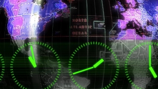 Green Clocks over Wolrd Map Loop - Video HD